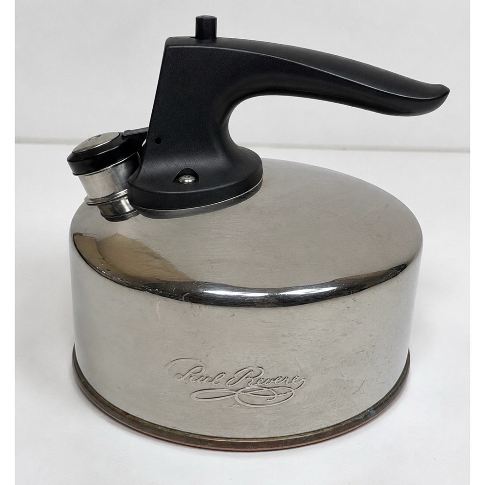 Revere Ware 1801 Whistling Teapot Kettle Copper Bottom Vintage Small 1 Quart